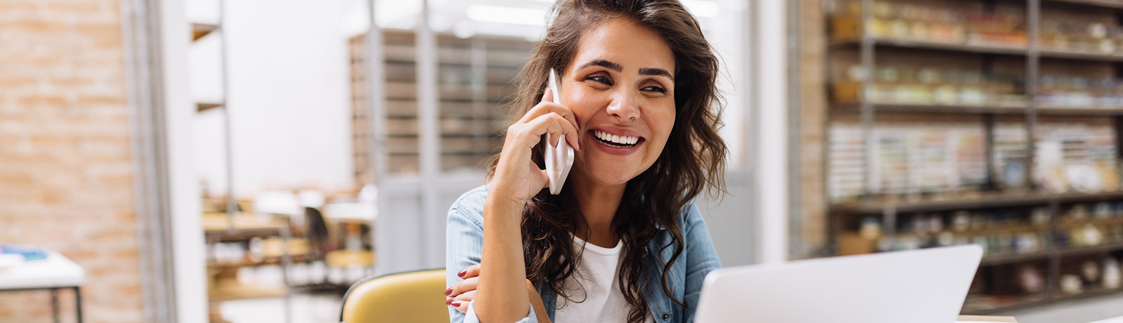 Female business owner talking on the phone